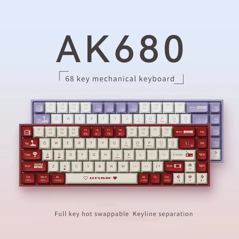 Gaming Keyboard Hot Swappable - AJAZZ-Teclado mecánico AK680 para juegos, teclado