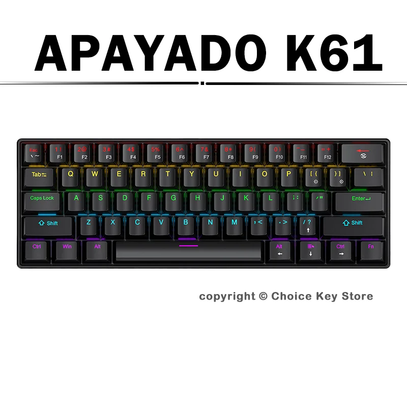 Keyboard Gaming Blue Switch - Teclado mecánico para juegos APAYADO K61,