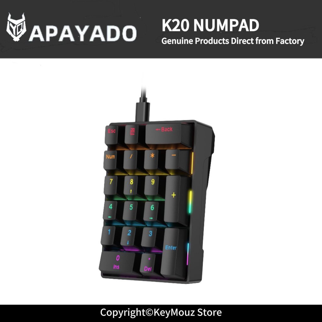 Keyboard Gaming Blue Switch - Teclado Numérico Mecánico Portátil K20 Mini,
