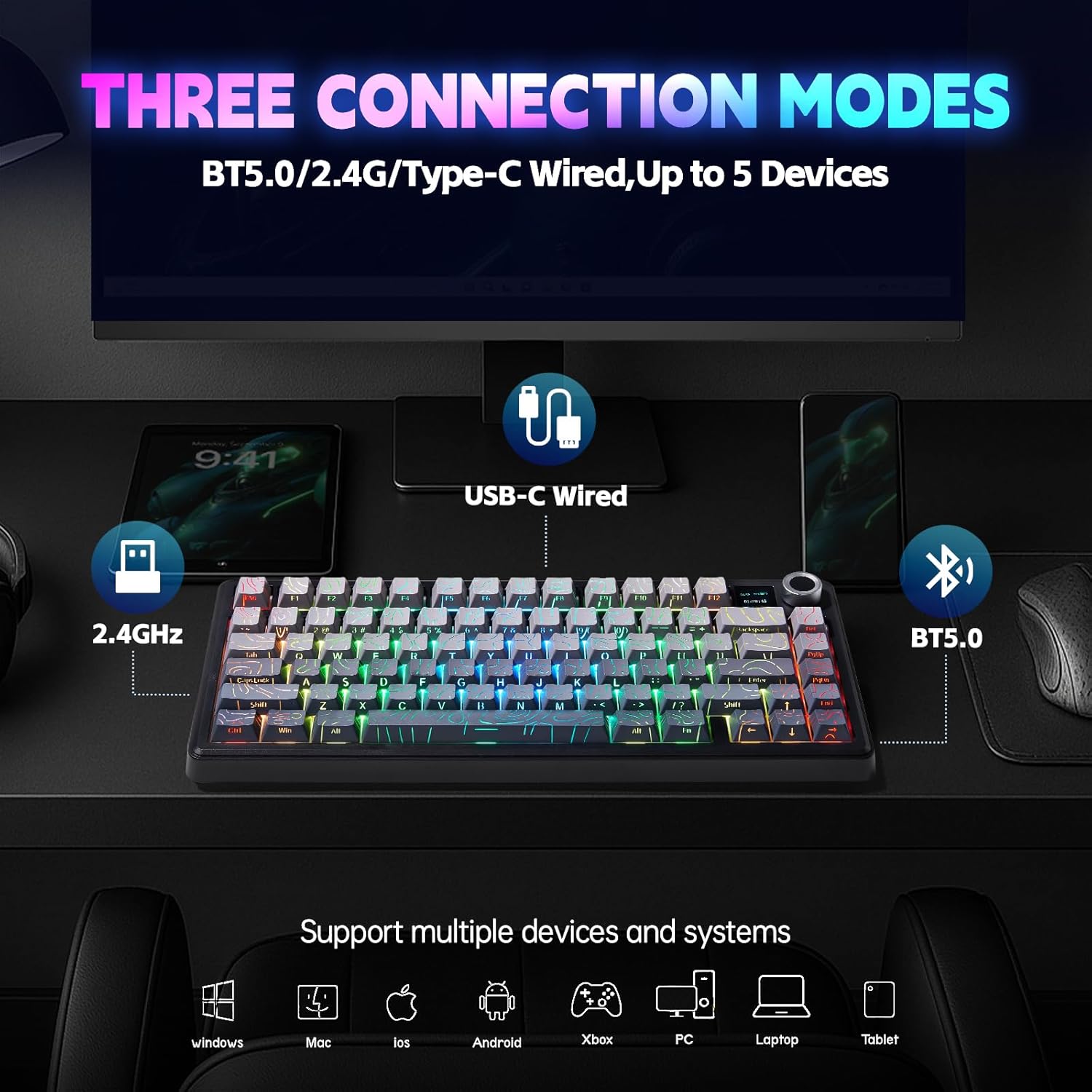 Teclado mecánico inalámbrico A - Gaming Keyboard Hot Swappable reseña y precio